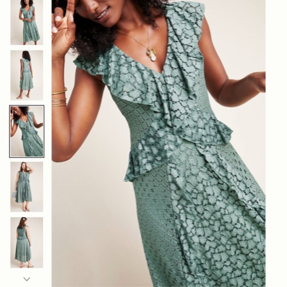 NWT Anthropologie Antoinette Ruffled Midi Dress 2 - Picture 4 of 8